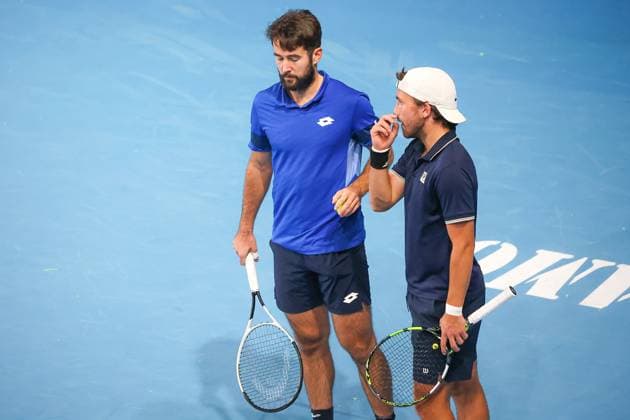 Viktor DURASOVIC (NOR) and Lukas HELLUM-LILLEENGEN (NOR) during ATP, Tennis Herren Challenger Bergamo, International Tennis match in Bergamo, Italy, November 18 2025  Copyright: xRobertaxCorradin IPAxSportx xipa-agency.netx xx IPA_68093329 IPA_Agency_IPA68093329
