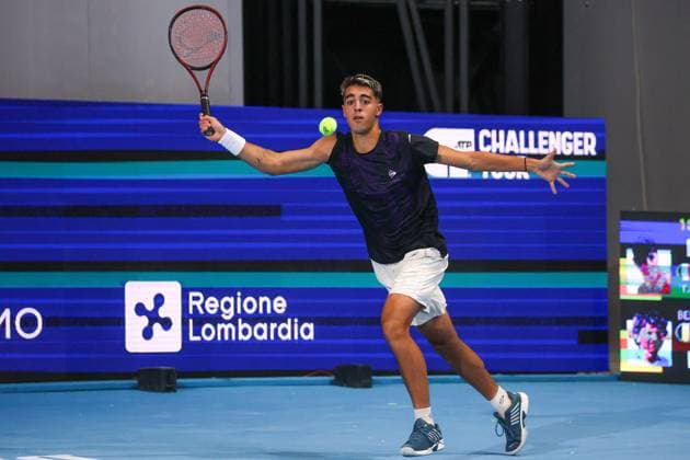 Pierluigi BASILE (ITA) during ATP, Tennis Herren Challenger Bergamo, International Tennis match in Bergamo, Italy, November 18 2025  Copyright: xRobertaxCorradin IPAxSportx xipa-agency.netx xx IPA_68095629 IPA_Agency_IPA68095629
