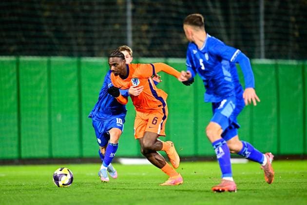 BUDAORS , 18-11-2025 , BSC Stadium , season 2025 2026 , UEFA European U21, U 21 Football 2025 , Qualifying round , match day 7 , match between Israel U21 and Netherlands U21 , picture shows Netherlands U21 player Ezechiel Banzuzi Israel vs Netherlands (U21)  x32084411x Copyright: