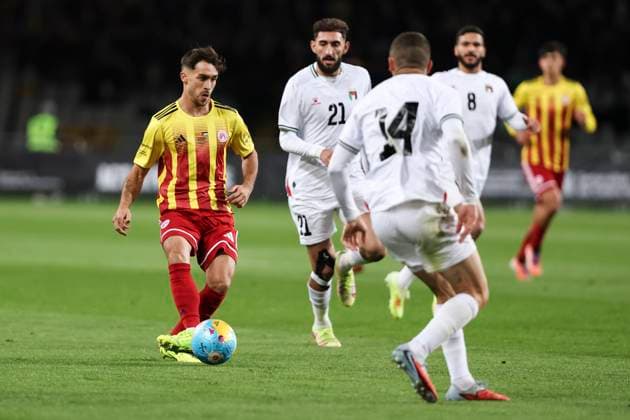 November 18, 2025, Barcelona, Barcelona, SPAIN: Adria Altimira of Catalonia in action during the International Friendly, Länderspiel, Nationalmannschaft match between Catalonia and Palestine at Estadi Olimpic Lluis Companys on November 18, 2025 in Barcelona, Spain. Barcelona SPAIN - ZUMAa181 20251118_zaa_a181_052 Copyright: xJavierxBorregox