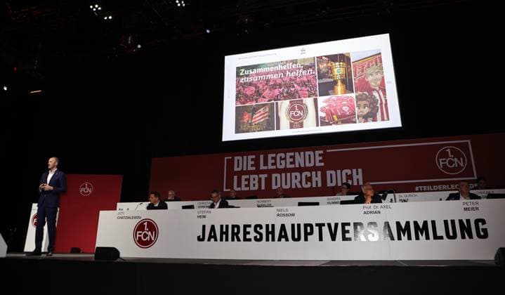 18 11 2025 Soccer Season 2025 2026 2 Soccer Bundesliga General Meeting Annual General Meeting JHV 2025 Sportfoto Zink DaMa xdaxmax Niels Rossow Board Strategy Marketing 1 FC Nürnberg FCN thanks Clubfan Clubfans FCN Fans Fans wg der 125 Jahre Feierlichkeiten