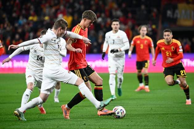 Belgium v Liechtenstein - FIFA World Cup, WM, Weltmeisterschaft, Fussball 2026 UEFA Qualifiers LIEGE, BELGIUM - NOVEMBER 18 : De Ketelaere Charles midfielder of Belgium during the FIFA World Cup 2026 UEFA European Qualifiers group J qualifying round matchday 10 between Belgium and Liechtenstein on November 18, 2025 in Liege, Belgium, 18 11 2025 Liege Belgium  Copyright: xPeterxDexVoechtx
