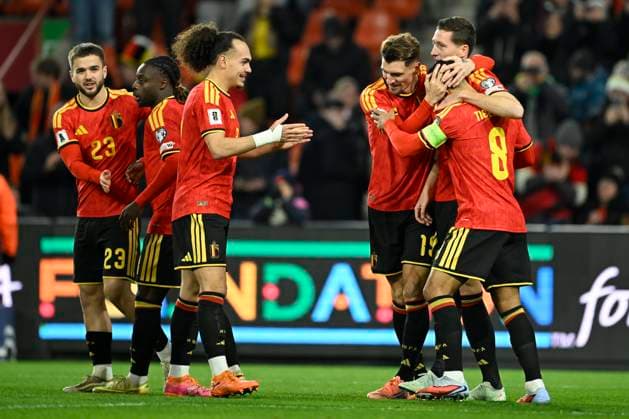 Belgium v Liechtenstein - FIFA World Cup, WM, Weltmeisterschaft, Fussball 2026 UEFA Qualifiers LIEGE, BELGIUM - NOVEMBER 18 : Vanaken Hans midfielder of Belgium celebrating scoring a goal (1-0) during the FIFA World Cup 2026 UEFA European Qualifiers group J qualifying round matchday 10 between Belgium and Liechtenstein on November 18, 2025 in Liege, Belgium, 18 11 2025 Liege Belgium  Copyright: xNicoxVereeckenx