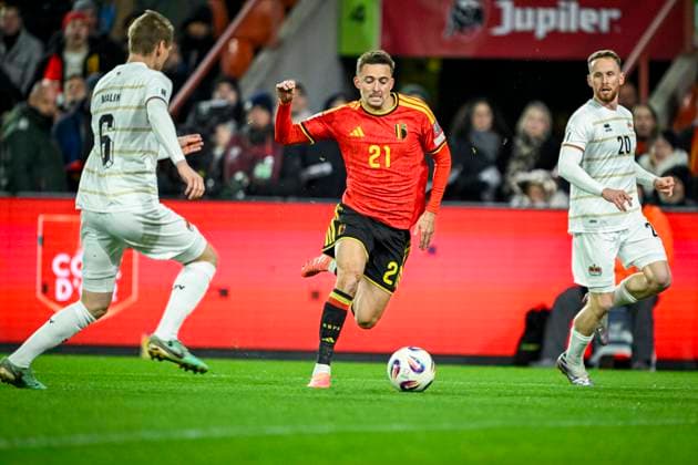 Belgium v Liechtenstein - FIFA World Cup, WM, Weltmeisterschaft, Fussball 2026 UEFA Qualifiers LIEGE, BELGIUM - NOVEMBER 18 : Castagne Timothy defender of Belgium in action during the FIFA World Cup 2026 UEFA European Qualifiers group J qualifying round matchday 10 between Belgium and Liechtenstein on November 18, 2025 in Liege, Belgium, 18 11 2025 Liege Belgium  Copyright: xNicoxVereeckenx