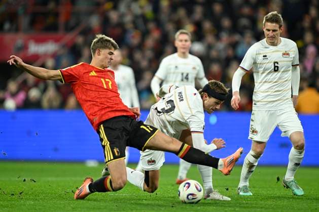 Belgium v Liechtenstein - FIFA World Cup, WM, Weltmeisterschaft, Fussball 2026 UEFA Qualifiers LIEGE, BELGIUM - NOVEMBER 18 : De Ketelaere Charles midfielder of Belgium in action during the FIFA World Cup 2026 UEFA European Qualifiers group J qualifying round matchday 10 between Belgium and Liechtenstein on November 18, 2025 in Liege, Belgium, 18 11 2025 Liege Belgium  Copyright: xNicoxVereeckenx