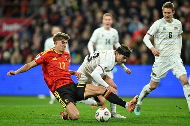 Belgium v Liechtenstein - FIFA World Cup, WM, Weltmeisterschaft, Fussball 2026 UEFA Qualifiers LIEGE, BELGIUM - NOVEMBER 18 : De Ketelaere Charles midfielder of Belgium in action during the FIFA World Cup 2026 UEFA European Qualifiers group J qualifying round matchday 10 between Belgium and Liechtenstein on November 18, 2025 in Liege, Belgium, 18 11 2025 Liege Belgium  Copyright: xNicoxVereeckenx