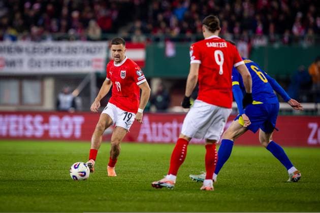 AUSTRIA - BOSNIA AND HERZEGOVINA Christoph Baumgartner of Austria during European qualifier of FIFA World Cup, WM, Weltmeisterschaft, Fussball WM, Weltmeisterschaft, Fussball 2026 football match between Austria and Bosnia and Herzegovina. Ernst Happel Stadion, Vienna, Austria, November 18, 2025. Photo by Branislav Racko Copyright: xx 080A0370