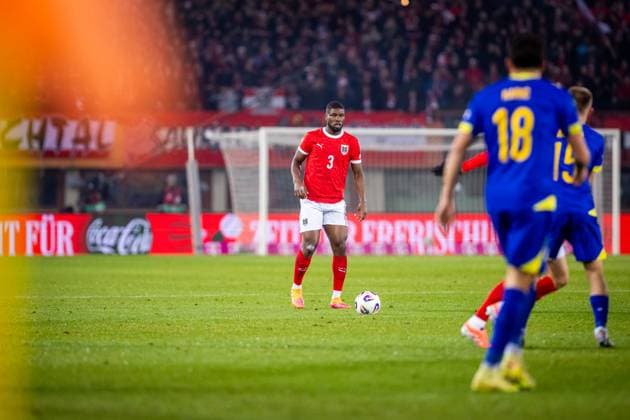AUSTRIA - BOSNIA AND HERZEGOVINA Kevin Danso of Austria during European qualifier of FIFA World Cup, WM, Weltmeisterschaft, Fussball WM, Weltmeisterschaft, Fussball 2026 football match between Austria and Bosnia and Herzegovina. Ernst Happel Stadion, Vienna, Austria, November 18, 2025. Photo by Branislav Racko Copyright: xx 080A0575