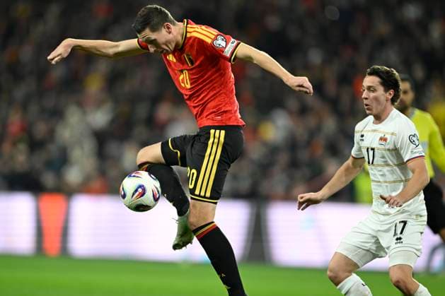 Belgium v Liechtenstein - FIFA World Cup, WM, Weltmeisterschaft, Fussball 2026 UEFA Qualifiers LIEGE, BELGIUM - NOVEMBER 18 : De Ketelaere Charles midfielder of Belgium in action during the FIFA World Cup 2026 UEFA European Qualifiers group J qualifying round matchday 10 between Belgium and Liechtenstein on November 18, 2025 in Liege, Belgium, 18 11 2025 Liege Belgium  Copyright: xNicoxVereeckenx