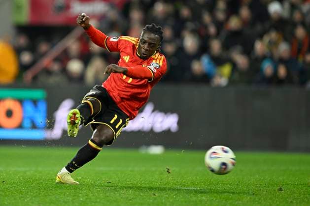 Belgium v Liechtenstein - FIFA World Cup, WM, Weltmeisterschaft, Fussball 2026 UEFA Qualifiers LIEGE, BELGIUM - NOVEMBER 18 : Doku Jeremy forward of Belgium scoring a goal (2-0) during the FIFA World Cup 2026 UEFA European Qualifiers group J qualifying round matchday 10 between Belgium and Liechtenstein on November 18, 2025 in Liege, Belgium, 18 11 2025 Liege Belgium  Copyright: xNicoxVereeckenx