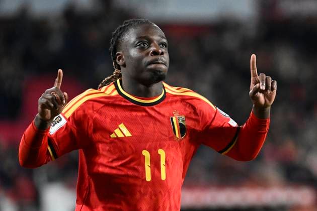 Belgium v Liechtenstein - FIFA World Cup, WM, Weltmeisterschaft, Fussball 2026 UEFA Qualifiers LIEGE, BELGIUM - NOVEMBER 18 : Doku Jeremy forward of Belgium celebrates scoring a goal during the FIFA World Cup 2026 UEFA European Qualifiers group J qualifying round matchday 10 between Belgium and Liechtenstein on November 18, 2025 in Liege, Belgium, 18 11 2025 Liege Belgium  Copyright: xPeterxDexVoechtx