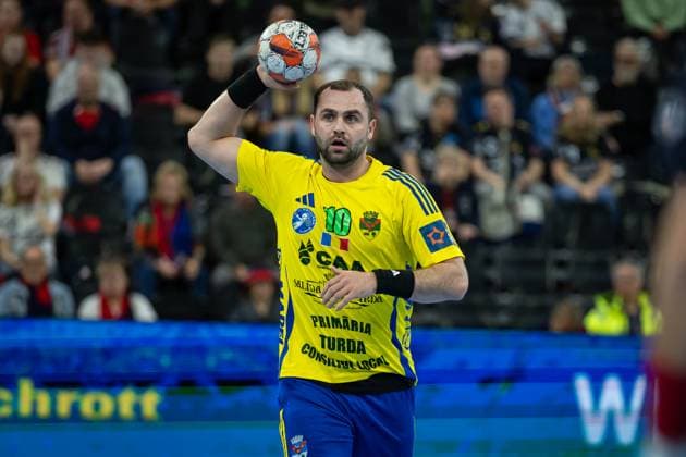 FLENSBURG, GERMANY - NOVEMBER 18: Irakli Kbilashvili (AHC Potaissa Turda, 01) in attack during the EHF European League match between SG Flensburg-Handewitt vs AHC Potaissa Turda at GP JOULE Arena Flensburg on Matchday 4 of the Group Matches Group A on November 18, 2025 in Flensburg, Germany. Schleswig-Holstein Germany Copyright: xBEAUTIFULxSPORTS MarioxM.xKobergx
