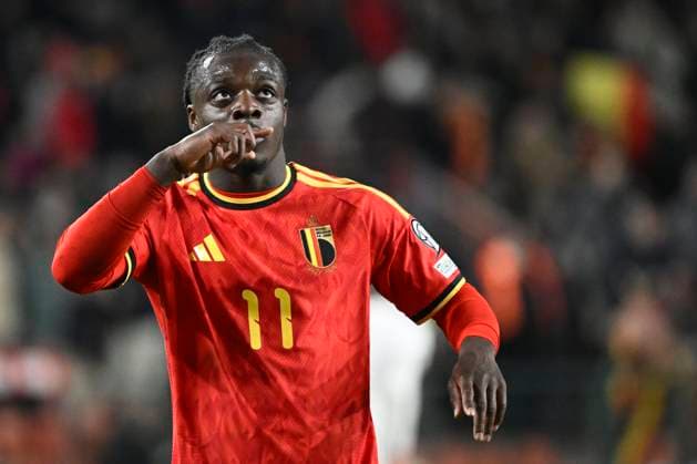 Belgium v Liechtenstein - FIFA World Cup, WM, Weltmeisterschaft, Fussball 2026 UEFA Qualifiers LIEGE, BELGIUM - NOVEMBER 18 : Doku Jeremy forward of Belgium celebrates scoring a goal during the FIFA World Cup 2026 UEFA European Qualifiers group J qualifying round matchday 10 between Belgium and Liechtenstein on November 18, 2025 in Liege, Belgium, 18 11 2025 Liege Belgium  Copyright: xPeterxDexVoechtx