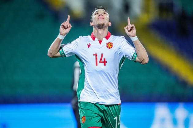Football - World Cup Qualifiers - Group Stage - Group E - Bulgaria - Georgia - 18.11.2025 Filip Krastev of Bulgaria celebrates scoring his team s second goal to make the score 2:0 during World Cup Qualifiers, Group Stage, Group E between Bulgaria and Georgia Bulgaria Copyright: xYulianxTodorovx