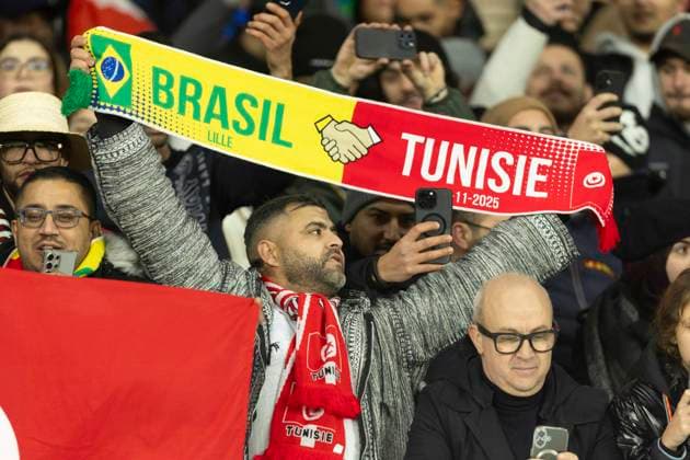 FOOTBALL: International Friendly, Länderspiel, Nationalmannschaft match between Brazil and Tunez at Stade Pierre-Mauroy on November 18, 2025 in Lille, France. Ambiance avec des supporters de l equipe de Tunez  Copyright: xelyxandroxcegarrax