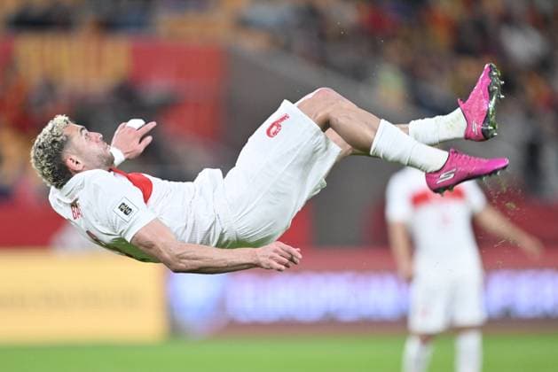 Spain v Turkiye - FIFA World Cup, WM, Weltmeisterschaft, Fussball 2026 Qualifier SEVILLE, SPAIN - NOVEMBER 18: Baris Alper Yilmaz of Turkiye in action during the FIFA World Cup 2026 qualifier football match between Spain and Turkiye at Estadio de La Cartuja in Seville, Spain on November 18, 2025. Burak Akbulut Anadolu Seville Spain. Editorial use only. Please get in touch for any other usage.  Copyright: x2025xAnadoluxBurakxAkbulutx