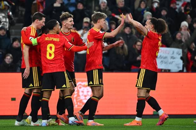 Belgium v Liechtenstein - FIFA World Cup, WM, Weltmeisterschaft, Fussball 2026 UEFA Qualifiers LIEGE, BELGIUM - NOVEMBER 18 : De Ketelaere Charles midfielder of Belgium celebrates scoring a goal during the FIFA World Cup 2026 UEFA European Qualifiers group J qualifying round matchday 10 between Belgium and Liechtenstein on November 18, 2025 in Liege, Belgium, 18 11 2025 Liege Belgium  Copyright: xVincentxKalutx