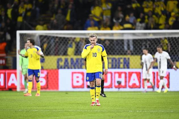 STOCKHOLM, SWEDEN 20251118 Sweden s Emil Forsberg depresses during Tuesday s World Cup qualifying match in group B between Sweden and Slovenia at Strawberry arena, Stockholm, Sweden November 18, 2025 STOCKHOLM SWEDEN x10050x  Copyright: xPontusxLundahl TTx WORLD CUP QUALIFIER SWEDEN - SLOVENIA