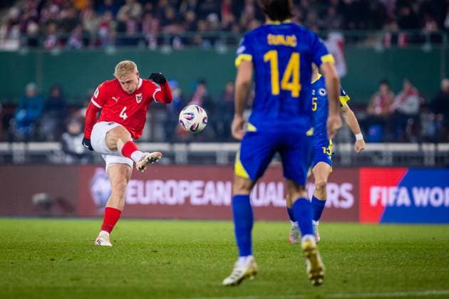 AUSTRIA - BOSNIA AND HERZEGOVINA Xaver Schlager of Austria during European qualifier of FIFA World Cup, WM, Weltmeisterschaft, Fussball WM, Weltmeisterschaft, Fussball 2026 football match between Austria and Bosnia and Herzegovina. Ernst Happel Stadion, Vienna, Austria, November 18, 2025. Photo by Branislav Racko Copyright: xx 080A0882
