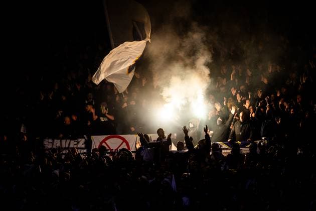 AUSTRIA - BOSNIA AND HERZEGOVINA Fans of Bosnia and Herzegovina during European qualifier of FIFA World Cup, WM, Weltmeisterschaft, Fussball WM, Weltmeisterschaft, Fussball 2026 football match between Austria and Bosnia and Herzegovina. Ernst Happel Stadion, Vienna, Austria, November 18, 2025. Photo by Branislav Racko Copyright: xx 080A0960