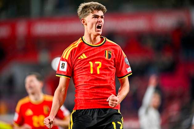 Belgium v Liechtenstein - FIFA World Cup, WM, Weltmeisterschaft, Fussball 2026 UEFA Qualifiers LIEGE, BELGIUM - NOVEMBER 18 : De Ketelaere Charles midfielder of Belgium celebrating scoring a goal (6-0) during the FIFA World Cup 2026 UEFA European Qualifiers group J qualifying round matchday 10 between Belgium and Liechtenstein on November 18, 2025 in Liege, Belgium, 18 11 2025 Liege Belgium  Copyright: xTomasxSiskx
