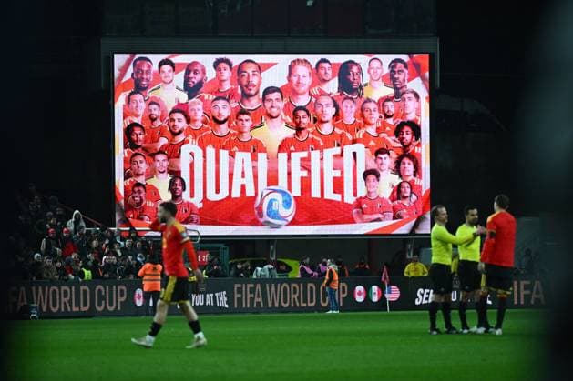 Belgium v Liechtenstein - FIFA World Cup, WM, Weltmeisterschaft, Fussball 2026 UEFA Qualifiers LIEGE, BELGIUM - NOVEMBER 18 : Belgium players celebrates the qualification after the FIFA World Cup 2026 UEFA European Qualifiers group J qualifying round matchday 10 between Belgium and Liechtenstein on November 18, 2025 in Liege, Belgium, 18 11 2025 Liege Belgium  Copyright: xPeterxDexVoechtx
