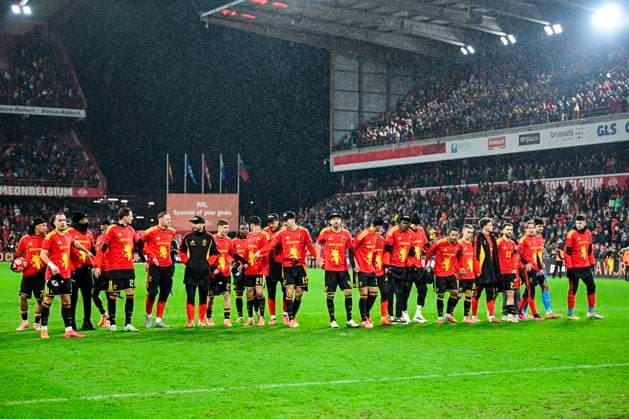 Belgium v Liechtenstein - FIFA World Cup, WM, Weltmeisterschaft, Fussball 2026 UEFA Qualifiers LIEGE, BELGIUM - NOVEMBER 18 : Red Devils celebrating with fans after the game during the FIFA World Cup 2026 UEFA European Qualifiers group J qualifying round matchday 10 between Belgium and Liechtenstein on November 18, 2025 in Liege, Belgium, 18 11 2025 Liege Belgium  Copyright: xNicoxVereeckenx