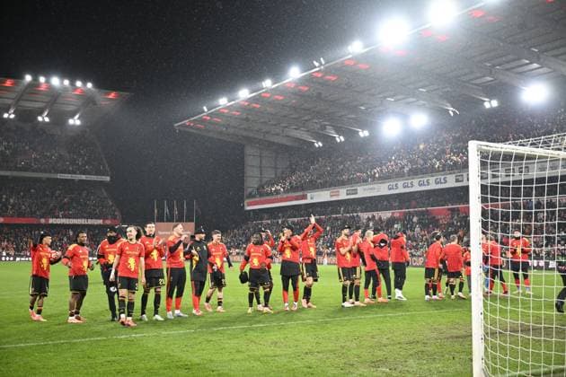 Belgium v Liechtenstein - FIFA World Cup, WM, Weltmeisterschaft, Fussball 2026 UEFA Qualifiers LIEGE, BELGIUM - NOVEMBER 18 : Red Devils celebrating with fans after the game during the FIFA World Cup 2026 UEFA European Qualifiers group J qualifying round matchday 10 between Belgium and Liechtenstein on November 18, 2025 in Liege, Belgium, 18 11 2025 Liege Belgium  Copyright: xNicoxVereeckenx