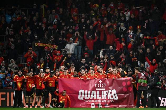 Belgium v Liechtenstein - FIFA World Cup, WM, Weltmeisterschaft, Fussball 2026 UEFA Qualifiers LIEGE, BELGIUM - NOVEMBER 18 : Belgian players celebrate the qualification after the FIFA World Cup 2026 UEFA European Qualifiers group J qualifying round matchday 10 between Belgium and Liechtenstein on November 18, 2025 in Liege, Belgium, 18 11 2025 Liege Belgium  Copyright: xPeterxDexVoechtx