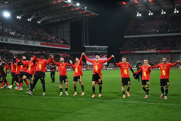 Belgium v Liechtenstein - FIFA World Cup, WM, Weltmeisterschaft, Fussball 2026 UEFA Qualifiers LIEGE, BELGIUM - NOVEMBER 18 : Belgian players celebrate the qualification after the FIFA World Cup 2026 UEFA European Qualifiers group J qualifying round matchday 10 between Belgium and Liechtenstein on November 18, 2025 in Liege, Belgium, 18 11 2025 Liege Belgium  Copyright: xVincentxKalutx