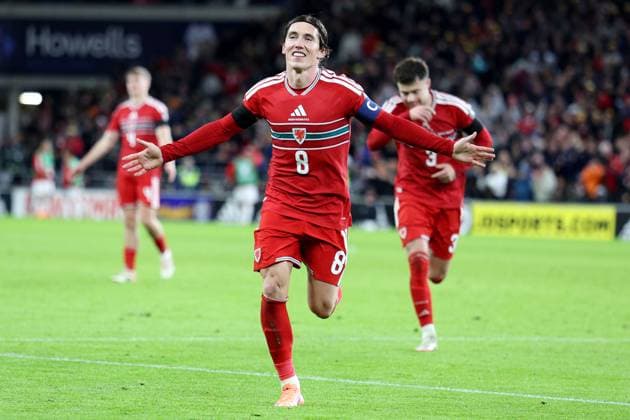 Wales v North Macedonia 2026 FIFA World Cup, WM, Weltmeisterschaft, Fussball Qualifiers Harry Wilson of Wales celebrates scoring his teams fifth goal during the 2026 FIFA World Cup Qualifiers Group J match at the Cardiff City Stadium, Cardiff UK Newspapers OUT Copyright: xKaraxThomasx FIL-22513-0031