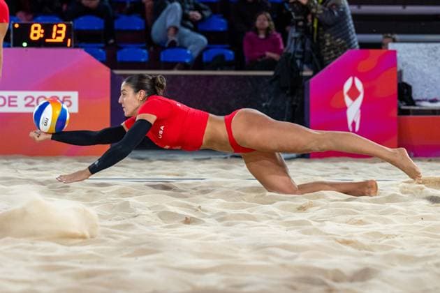 RECORD DATE NOT STATED ADELAIDE, AUSTRALIA - NOVEMBER 18: Lexy Denaburg (Player 2 - USA) during the Beach volleyball, Beachvolleyball World Championships at Adelaide on November 18, 2025 in Adelaide, Australia. Australia Copyright: xBEAUTIFULxSPORTS PeterxWeberx