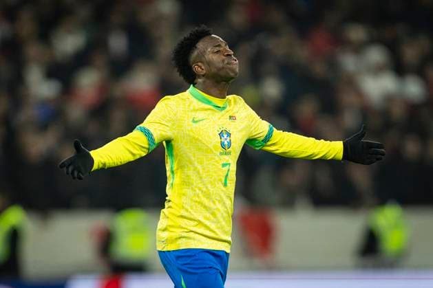 FOOTBALL: International Friendly, Länderspiel, Nationalmannschaft match between Brazil and Tunez at Stade Pierre-Mauroy on November 18, 2025 in Lille, France. Vinicius Junior 7 (BRA)  Copyright: xelyxandroxcegarrax