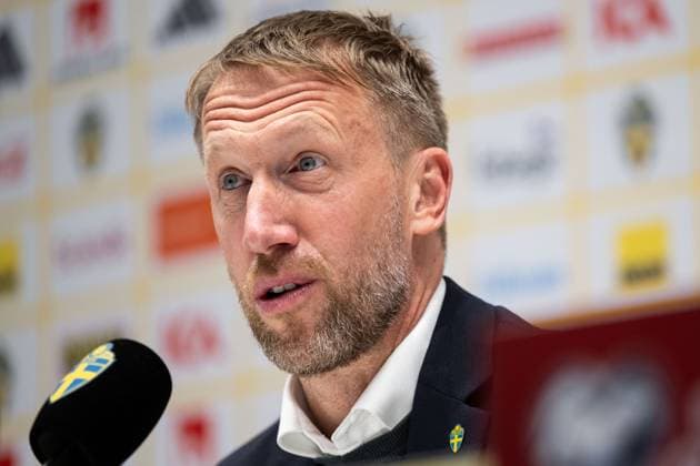 251118 Head coach Graham Potter of Sweden at the press conference after the FIFA World Cup Qualifier football match between Sweden and Slovenia on November 18, 2025 in Stockholm Photo Johanna Säll BILDBYRAN kod JL JM0752 bbeng fotboll football soccer fotball vm kval fifa world cup qualifier sverige sweden sverige a slovenien slovenia  Copyright: JOHANNAxSÄLL BB251118BB757