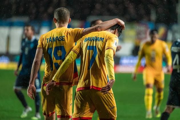 Romania v San Marino - European Qualifiers Group H - FIFA World Cup, WM, Weltmeisterschaft, Fussball 2026 PLOIESTI, ROMANIA, NOVEMBER 18, 2025 - Romania v San Marino - European Qualifiers Group H - FIFA World Cup 2026, Stefan Baiaram and Florin Tanase celebrating the 2-1 goal during the match. Copyright: xVLADxBEREHOLSCHIx