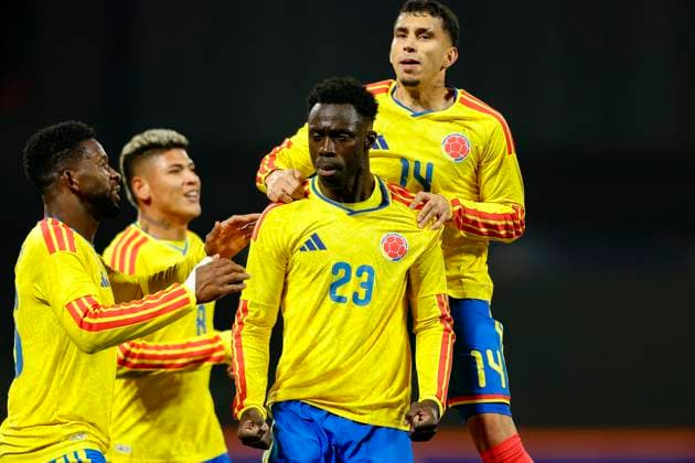 November 18, 2025: During the game, Colombia defender Davinson Sanchez 23 celebrates scoring a goal in an International Friendly, Länderspiel, Nationalmannschaft match between Colombia and Australia at Citi Field in Queens, New York. Colombia defeats Australia 3-0. Cal Media - ZUMAc04_ 20251118_zma_c04_334 Copyright: xShaquanxWoodyx