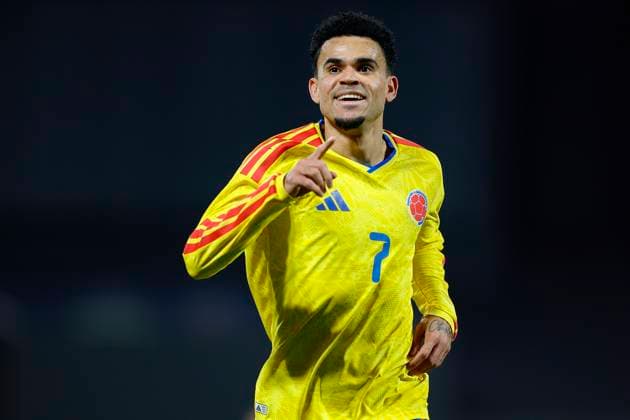 November 18, 2025: During the game, Colombia forward Luis Diaz 7 celebrates scoring a goal in an International Friendly, Länderspiel, Nationalmannschaft match between Colombia and Australia at Citi Field in Queens, New York. Colombia defeats Australia 3-0. Cal Media - ZUMAc04_ 20251118_zma_c04_350 Copyright: xShaquanxWoodyx
