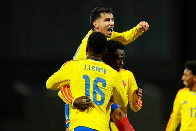 November 18, 2025: During the game, Colombia defender Davinson Sanchez 23 celebrates scoring a goal in an International Friendly, Länderspiel, Nationalmannschaft match between Colombia and Australia at Citi Field in Queens, New York. Colombia defeats Australia 3-0. Cal Media - ZUMAc04_ 20251118_zma_c04_355 Copyright: xShaquanxWoodyx