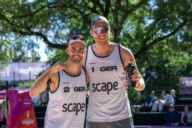 RECORD DATE NOT STATED ADELAIDE, AUSTRALIA - NOVEMBER 19: Clemens Wickler (Player 2 - GER), Nils Ehlers (Player 1 - GER) during the Beach volleyball, Beachvolleyball World Championships at Adelaide on November 19, 2025 in Adelaide, Australia. Australia Copyright: xBEAUTIFULxSPORTS PeterxWeberx