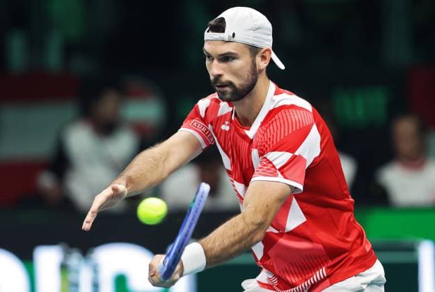 TENNIS - Davis Cup Final 8 BOLOGNA,ITALY,19.NOV.25 - TENNIS - ITF Davis Cup, Final 8, Italy vs Austria. Image shows Jurij Rodionov (AUT).  GEPAxpictures xMatthiasxHauer