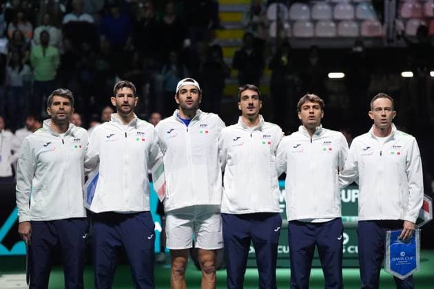 Italy team during the Davis Cup Finals 2025 Quarterfinals match between Matteo Berrettini (Italy) and Jurij Rodionov (Austria) at Bologna Fiere, Bologna, Italy - November 19, 2025. - Tennis.  Copyright: xMassimoxPaolone LaPressex