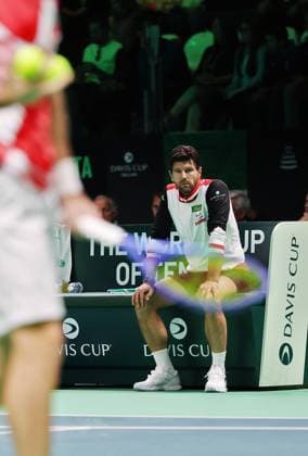 TENNIS - Davis Cup Final 8 BOLOGNA,ITALY,19.NOV.25 - TENNIS - ITF Davis Cup, Final 8, Italy vs Austria. Image shows captain Juergen Melzer (AUT).  GEPAxpictures xMatthiasxHauer