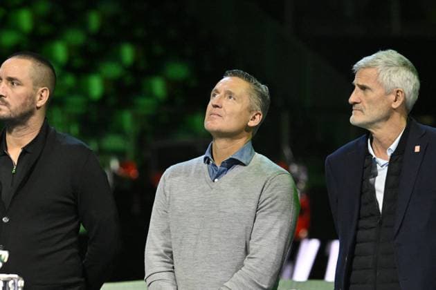 Davis Cup Finale 2025 Bologne - Davis Cup Finale 2025 Bologne - 19 11 2025 - Ceremonie Hommage Nicolas Pilic - Croatie en presence Madame Pilic, sa fille, president de la Federartion Internationale de tennis, Novak Djokovic, Boris Becker, Lubjicic, Andrea Gaudenzi, Gilles Moretton, et de nombreux Champions Bologne  Copyright: xChryslenexCaillaud Pznewsx