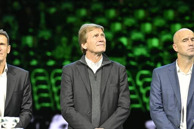 Davis Cup Finale 2025 Bologne - Davis Cup Finale 2025 Bologne - 19 11 2025 - Ceremonie Hommage Nicolas Pilic - Croatie en presence Madame Pilic, sa fille, president de la Federartion Internationale de tennis, Novak Djokovic, Boris Becker, Lubjicic, Andrea Gaudenzi, Gilles Moretton, et de nombreux Champions Bologne  Copyright: xChryslenexCaillaud Pznewsx