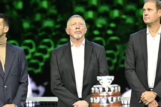 Davis Cup Finale 2025 Bologne - Davis Cup Finale 2025 Bologne - 19 11 2025 - Ceremonie Hommage Nicolas Pilic - Croatie en presence Madame Pilic, sa fille, president de la Federartion Internationale de tennis, Novak Djokovic, Boris Becker, Lubjicic, Andrea Gaudenzi, Gilles Moretton, et de nombreux Champions Bologne  Copyright: xChryslenexCaillaud Pznewsx