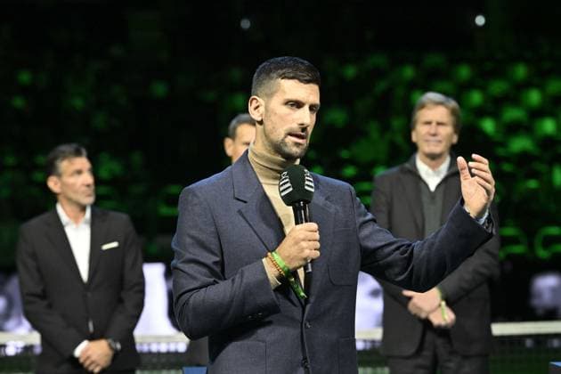 Davis Cup Finale 2025 Bologne - Davis Cup Finale 2025 Bologne - 19 11 2025 - Ceremonie Hommage Nicolas Pilic - Croatie en presence Madame Pilic, sa fille, president de la Federartion Internationale de tennis, Novak Djokovic, Boris Becker, Lubjicic, Andrea Gaudenzi, Gilles Moretton, et de nombreux Champions Bologne  Copyright: xChryslenexCaillaud Pznewsx