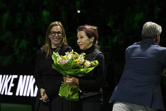 Davis Cup Finale 2025 Bologne - Davis Cup Finale 2025 Bologne - 19 11 2025 - Ceremonie Hommage Nicolas Pilic - Croatie en presence Madame Pilic, sa fille, president de la Federartion Internationale de tennis, Novak Djokovic, Boris Becker, Lubjicic, Andrea Gaudenzi, Gilles Moretton, et de nombreux Champions Bologne  Copyright: xChryslenexCaillaud Pznewsx