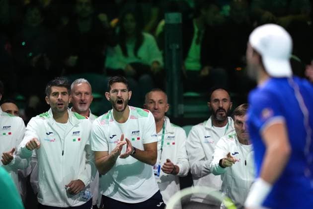 Simone Bolelli and Andrea Vavassori during the Davis Cup Finals 2025 Quarterfinals match between Matteo Berrettini (Italy) and Jurij Rodionov (Austria) at Bologna Fiere, Bologna, Italy - November 19, 2025. - Tennis.  Copyright: xMassimoxPaolone LaPressex