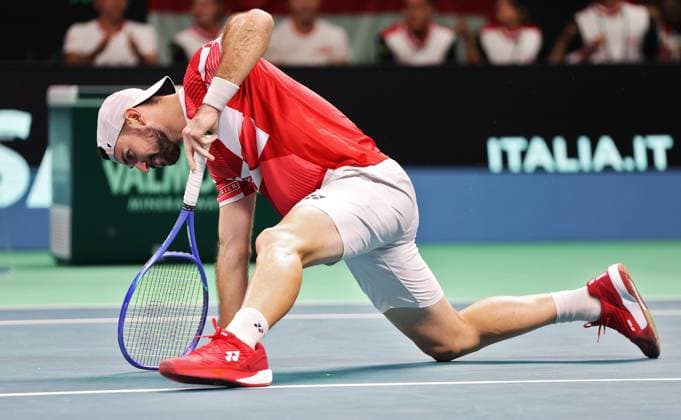 TENNIS - Davis Cup Final 8 BOLOGNA,ITALY,19.NOV.25 - TENNIS - ITF Davis Cup, Final 8, Italy vs Austria. Image shows Jurij Rodionov (AUT).  GEPAxpictures xMatthiasxHauer