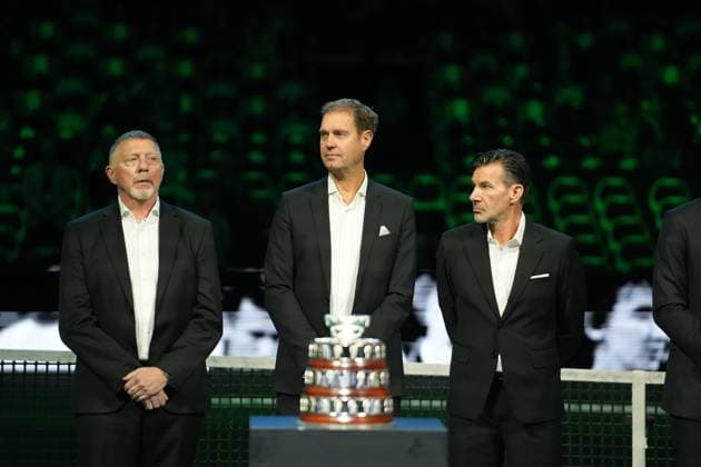 TENNIS - DAVIS CUP 2025 - FINAL 8 19 11 2025 Ceremonie Hommage on Nikola Pilic Boris Beker during the Davis Cup 2025, Final 8, Tennis event on 19 November 2025 in Bologna, Italy - Photo Laurent Lairys BolognaItaly  Copyright: xLaurentxLairysx